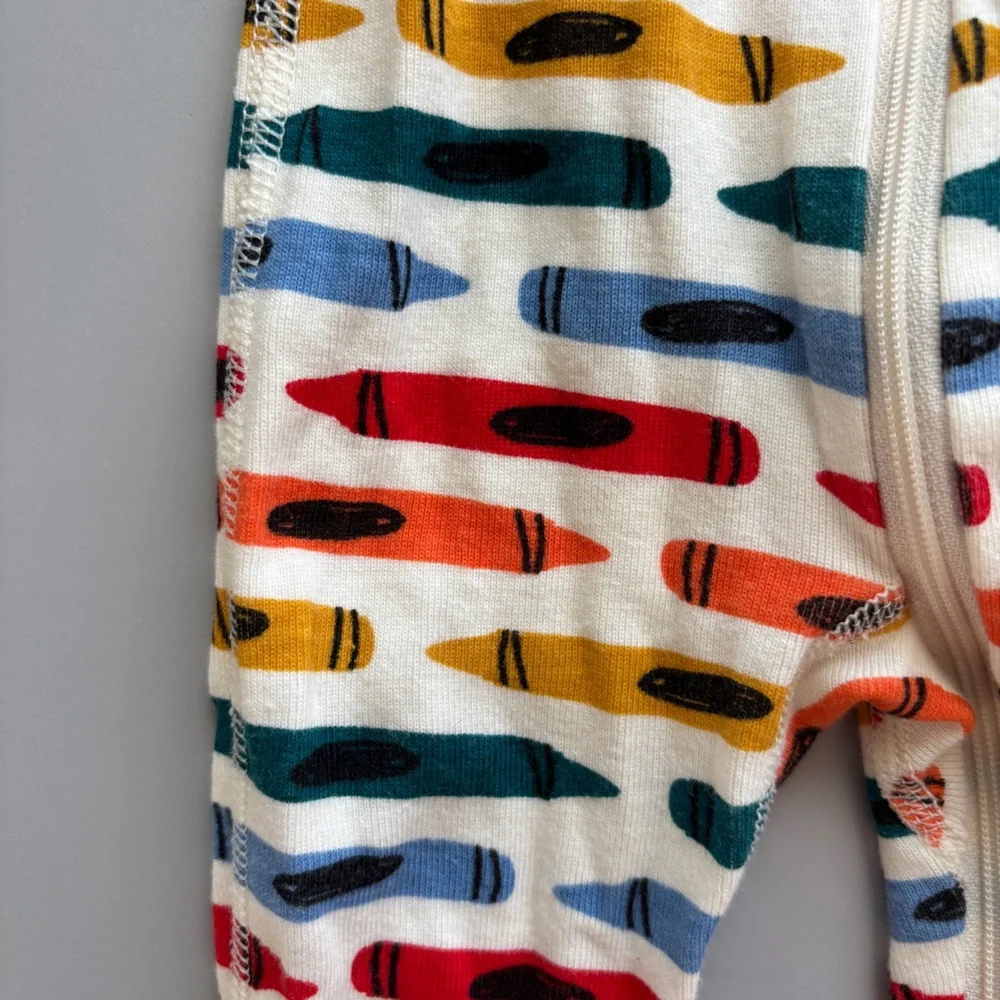 Hanna‎ Andersson Baby Zip Sleeper Colorful Crayon Print Pajamas Size 3-6M Pjs